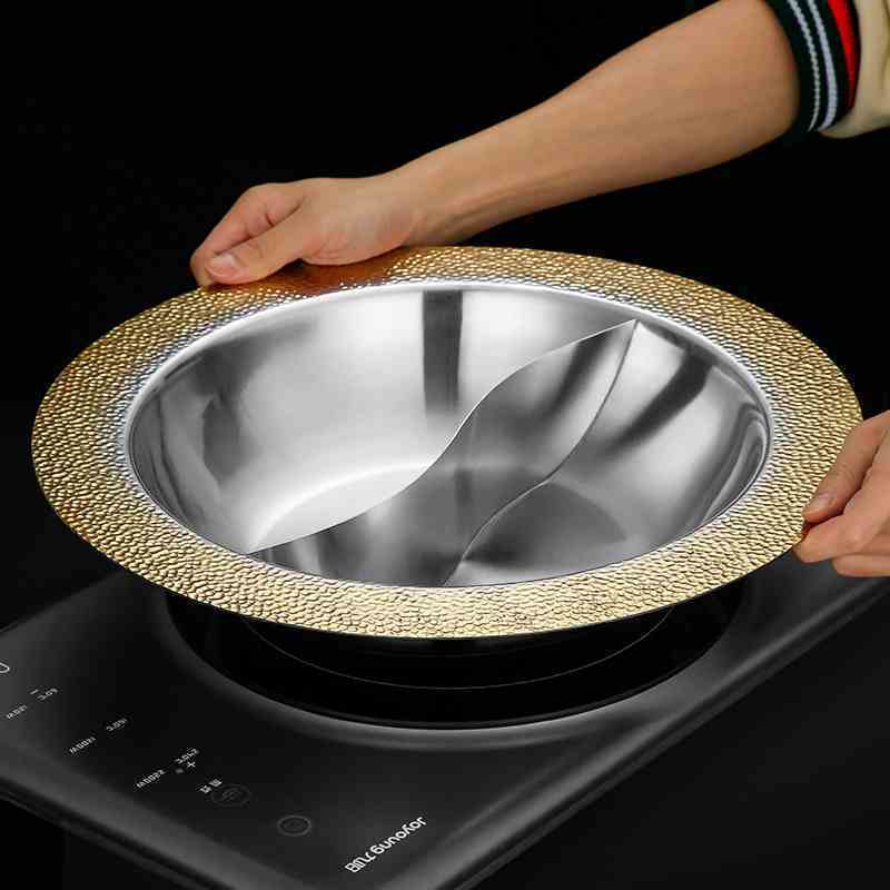 FTS hotpot golden kitchen chinese customizable cooking round stainless steel food 304 luxury shabu shabu restaurant soup hot pot