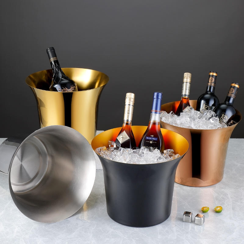 FTS champagne bucket luxury 10l custom size hotel party gold beer bar black nightclub stainless steel ice bucket