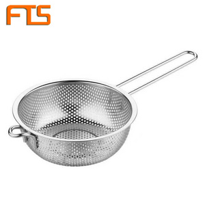 FTS  stainless steel food strainer strainer skimmer for kitchen handles colander metal strainer with handles