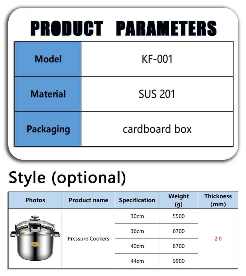 FTS Kitchen Pots Commercial induction cooker gas wholesale Explosion Proof Quality Stainless Steel Pressure Pot