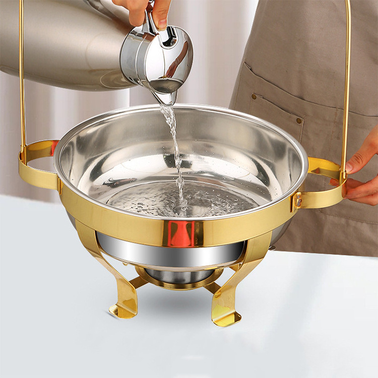 Fts Gold-Chafing-Dish Golden Buffet Dishes Rose Gold Food Warmer Copper Round Set Chafing Dish