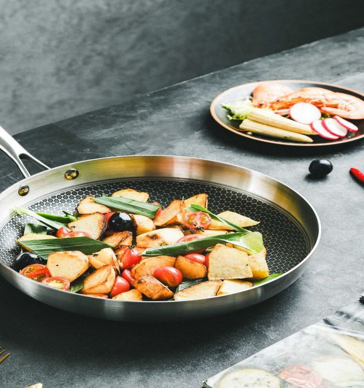 FTS sauce pans fries stir commercial nonstick quality with non-stick coating stainless steel fry non stick honeycomb frying pan