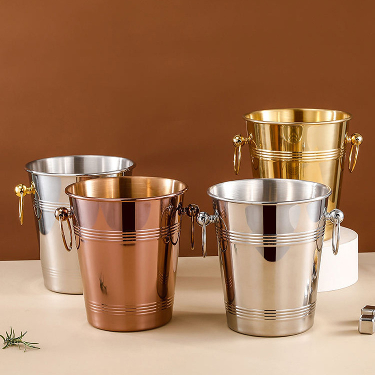 FTS champagne bucket metal mini for party novelty stainless steel club gold custom logo premium luxury bar ice bucket