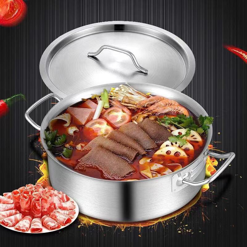 FTS soup pot buffet kitchen cooking chinese customizable with body cover cookware hotpot stainless steel shabu shabu hot pot