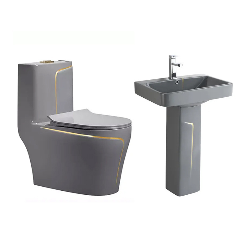 Sanitary ware wall hung basin and matte grey colored toilet bowl ceramic water closet wc toilet set Disability High Toilets