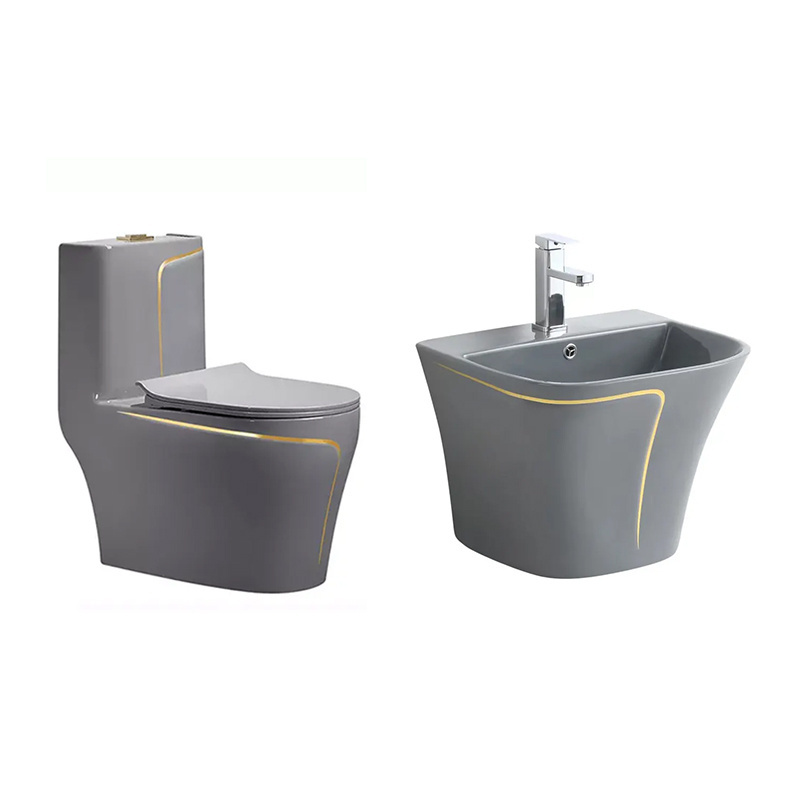 Sanitary ware wall hung basin and matte grey colored toilet bowl ceramic water closet wc toilet set Disability High Toilets