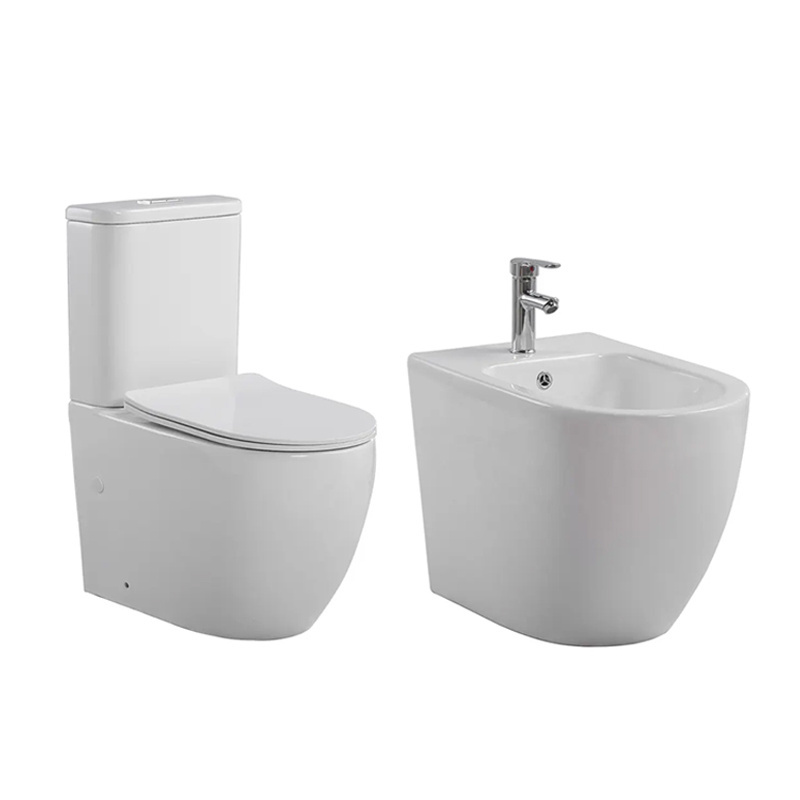 Europe Popular two piece toilet sanitary ware back to wall floor mounted ceramic bidet complete toilet set