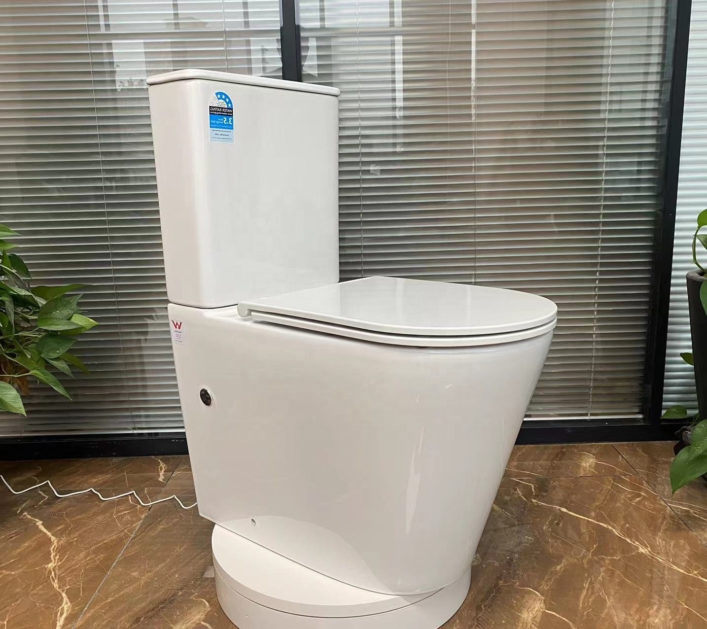 HY-6088A Wholesale Tornado Flush Two Piece Toilet Back To Wall  Bathroom Single Hole Power Cyclone Flushing watermark toilet