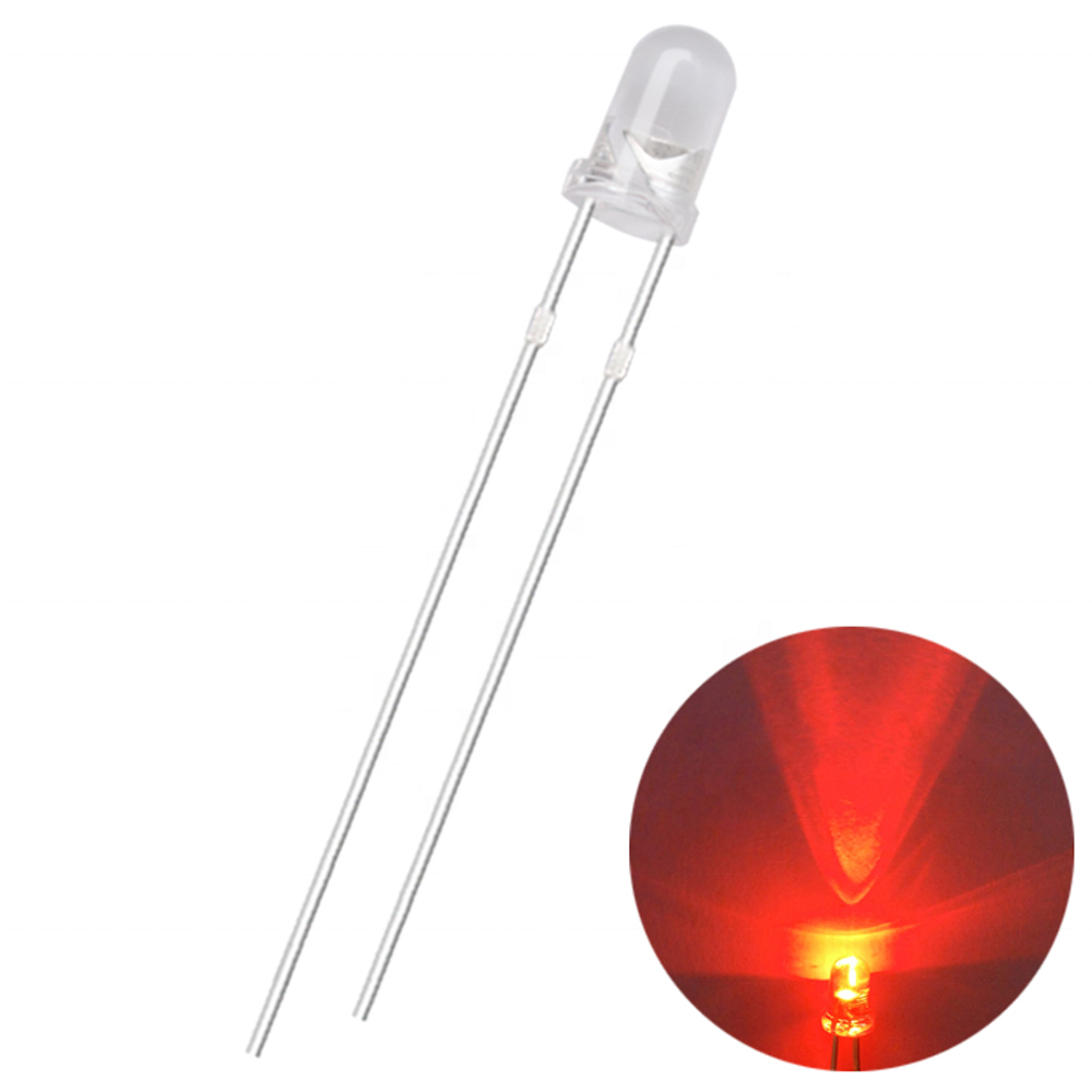 Czinelight Wholesale Price 3mm Round Water Clear Lens Red Candle Flickering Led