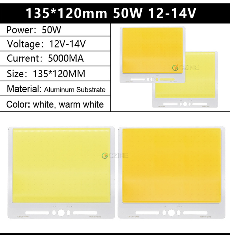 210x180 220x112.7 230x90 135x120 94x47mm led  chips cob 50 w 12v 95 cri 200w led cob chip 6000k 6500k