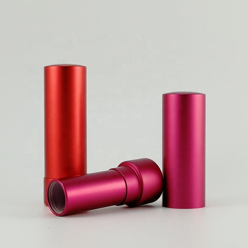 Unique Design Shiny Red Push Up Empty Round Aluminum Lipstick Tube