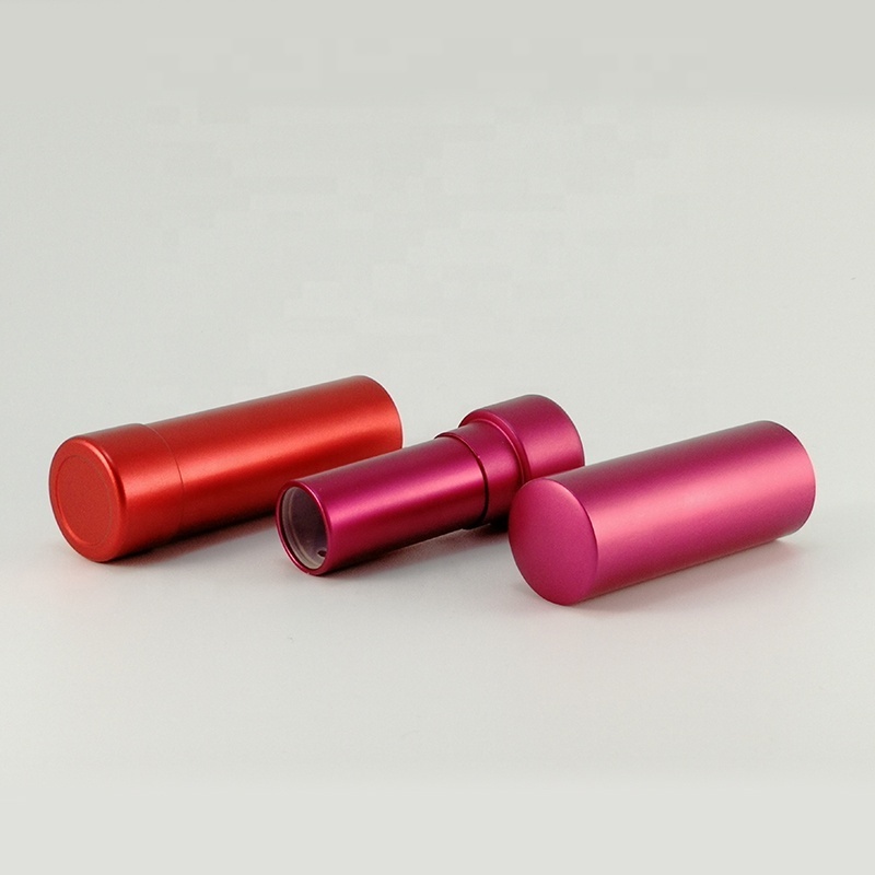 Unique Design Shiny Red Push Up Empty Round Aluminum Lipstick Tube