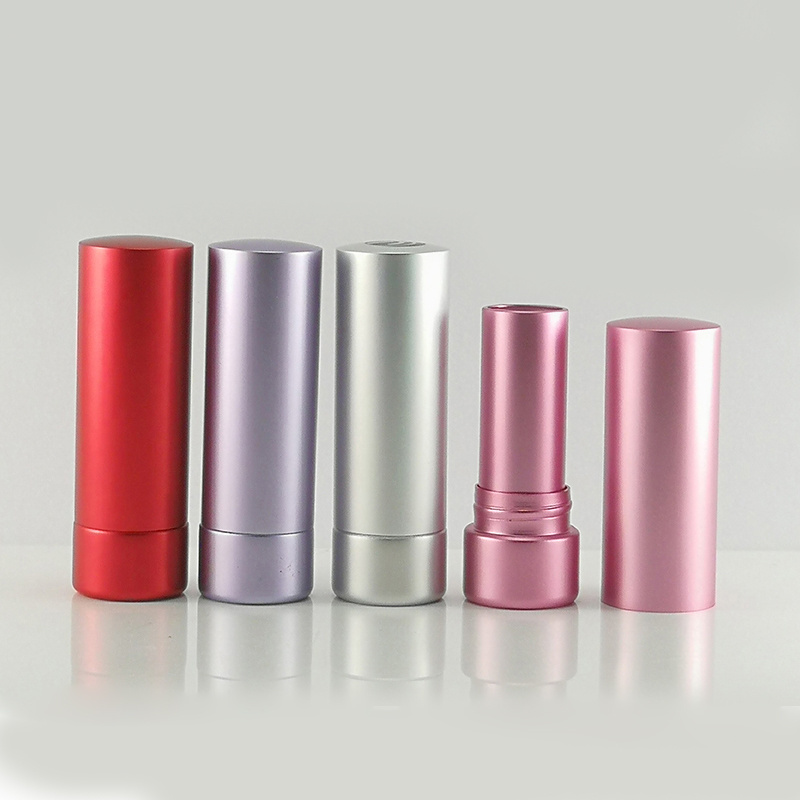 Unique Design Shiny Red Push Up Empty Round Aluminum Lipstick Tube