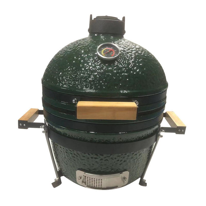 Outdoor barbecue bbq charcoal smoke oven Round ceramic grill American outdoor pizza charcoal oven