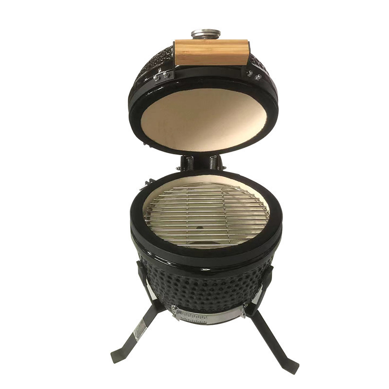 Outdoor barbecue bbq charcoal smoke oven Round ceramic grill American outdoor pizza charcoal oven