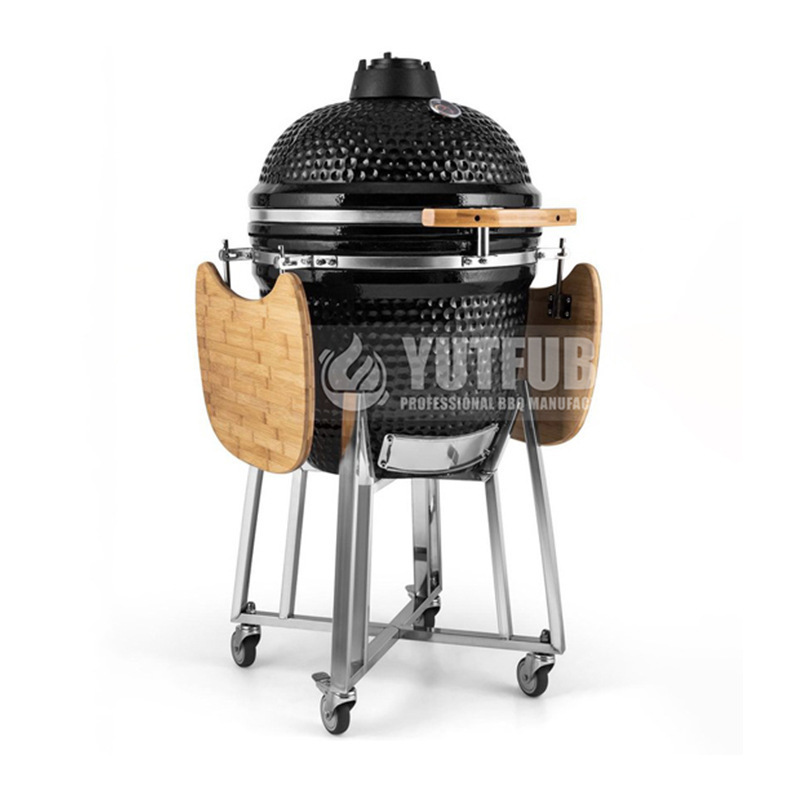 Outdoor barbecue bbq charcoal smoke oven Round ceramic grill American outdoor pizza charcoal oven