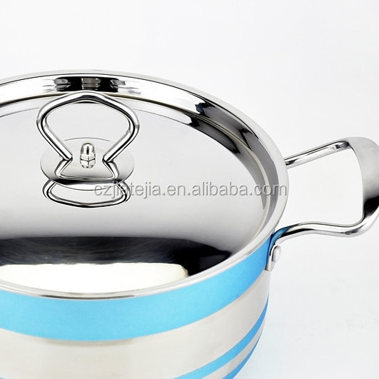 Africa hot selling products 410 stainless steel colorful cooking soup pot cookware set