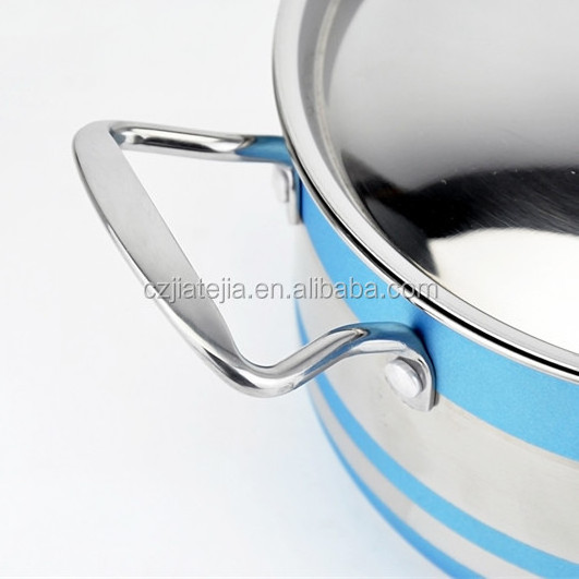 Africa hot selling products 410 stainless steel colorful cooking soup pot cookware set