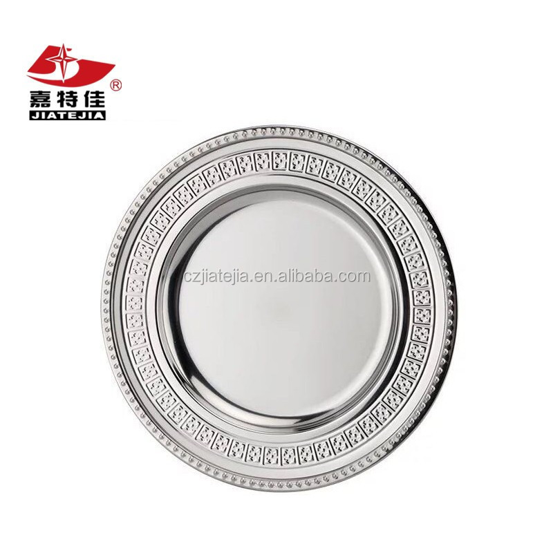 Wholesale price stainless steel round shape mirror serving food tray