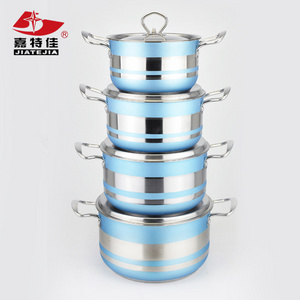 Africa hot selling products 410 stainless steel colorful cooking soup pot cookware set