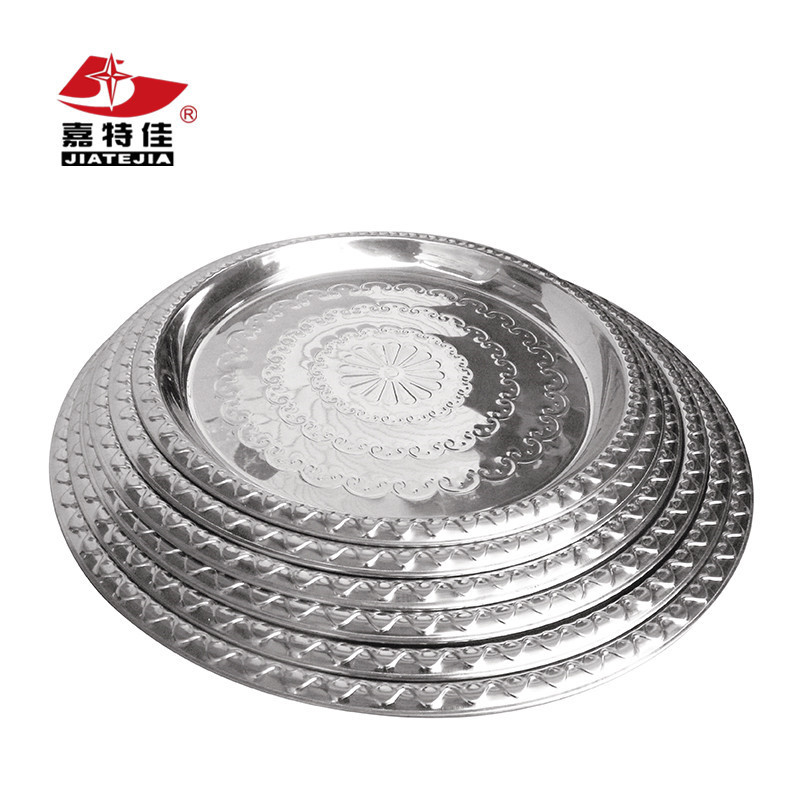 Hot selling product round shape cheap chargers stainless steel serving dishes