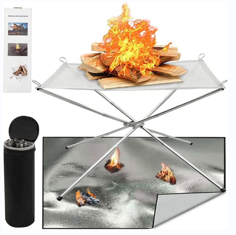 Hot Sale Outdoor Charcoal Wood Burning Folding Portable Stainless Steel Fire Pit