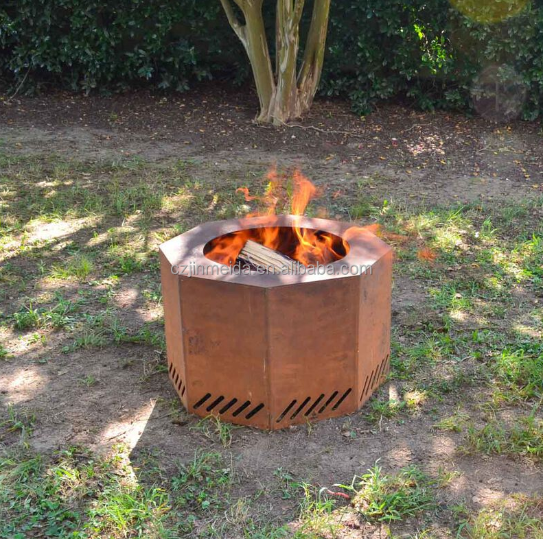 New Design Hexagon Fire Pit Outdoor Wood Burning Corten Steel For Patio Garden