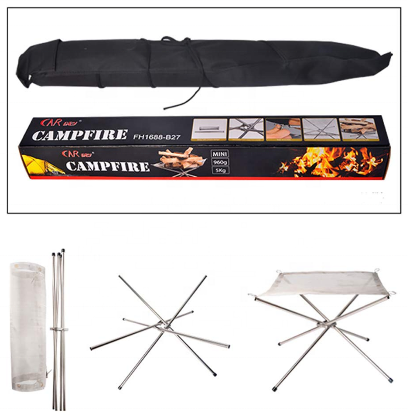 Hot Sale Outdoor Charcoal Wood Burning Folding Portable Stainless Steel Fire Pit