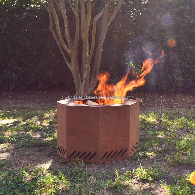 New Design Hexagon Fire Pit Outdoor Wood Burning Corten Steel For Patio Garden