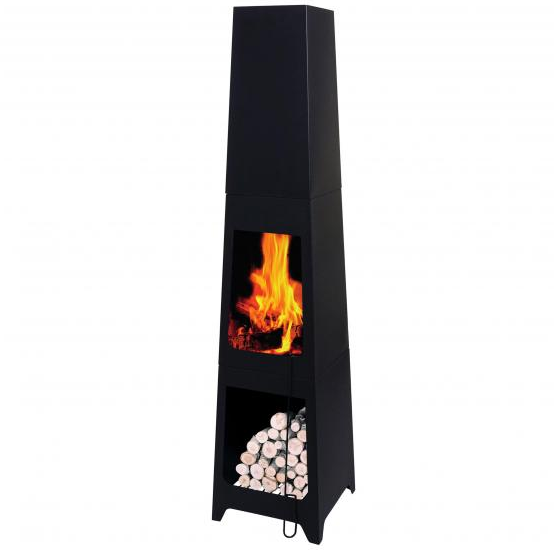 Modern Outdoor Fireplace Charcoal Steel Fire Pit Wood Burning With Wood Storage