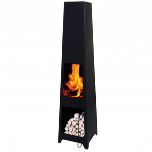 Modern Outdoor Fireplace Charcoal Steel Fire Pit Wood Burning With Wood Storage