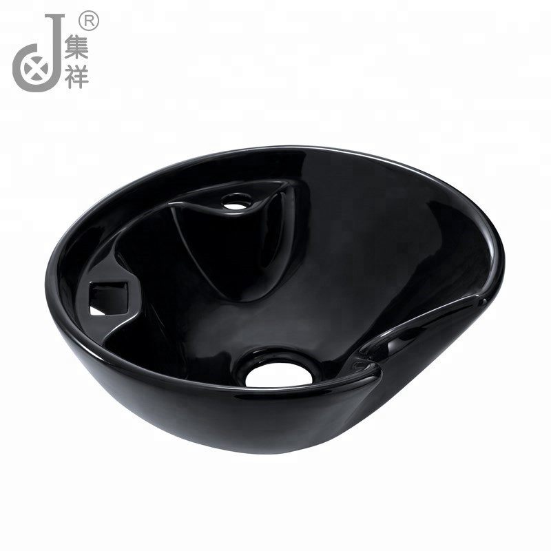 JX0351 Beauty Salon Sink Ceramic Black Color Hair Washing Basin Case Modern Salon Furniture Shampoo Bed Carton Box, Wooden