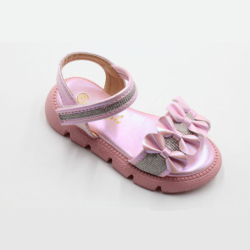 Hot Selling 2023 New  style Wholesale Summer Children Outwear Shoes Flower bow Sweet Water Diamond Princess Baby Girl Sandals