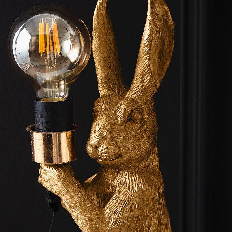 Gift Living Room Decorative Cute Creative Desk Light Modern Gold Table Lamp Resin Rabbit Animal Lamp