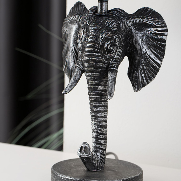 New arrival Korean hotel decoration modern table lamp elephant shape silver bedside resin lamp