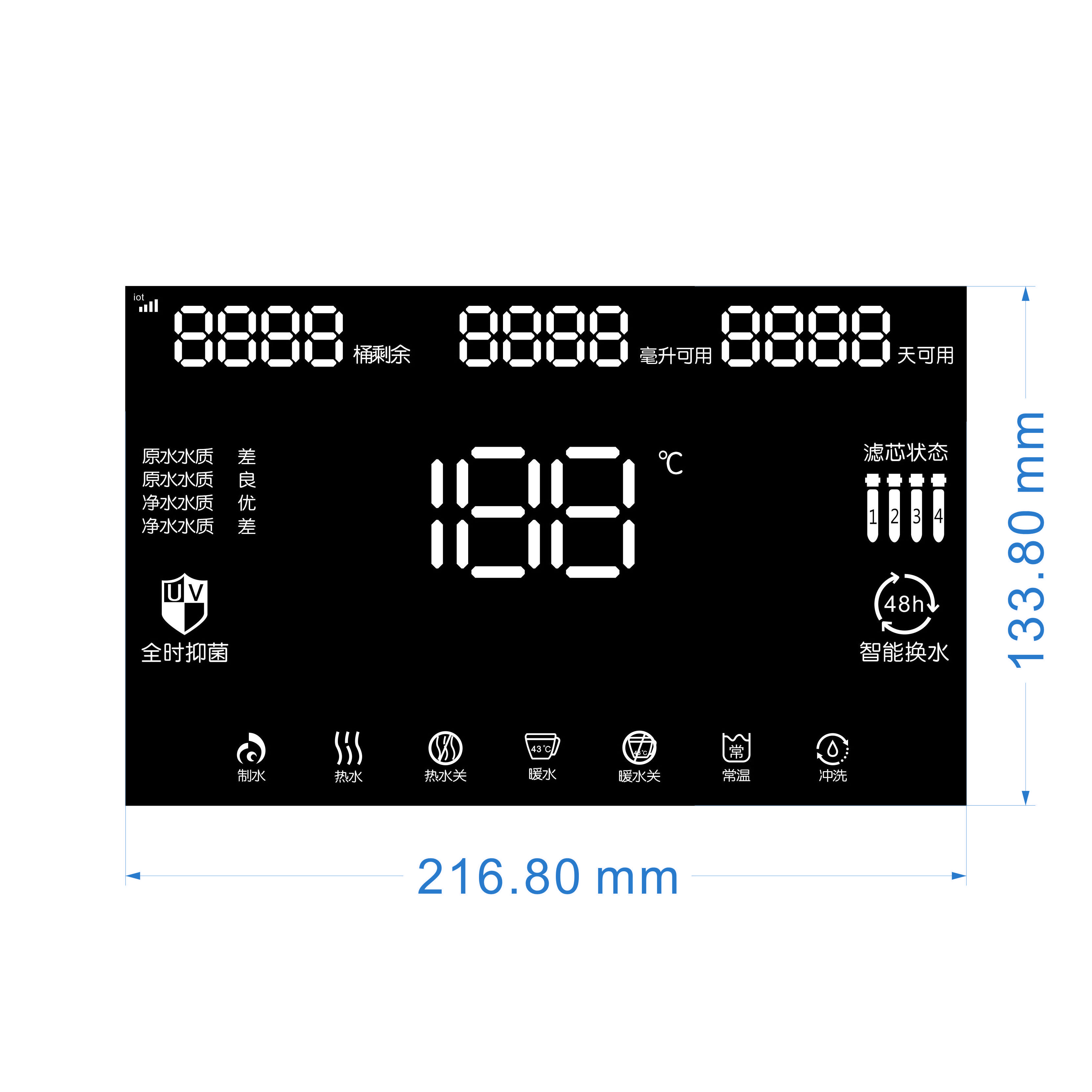 Competitive price Digital capacitive touch button Membrane Switch Panel with  Led  Display