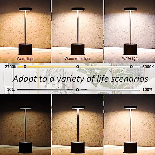 Cordless Rechargeable LED Table Lamp Modern Portable Battery Powered 3 Levels Brightness Table Light for Restaurant Dining Lamps