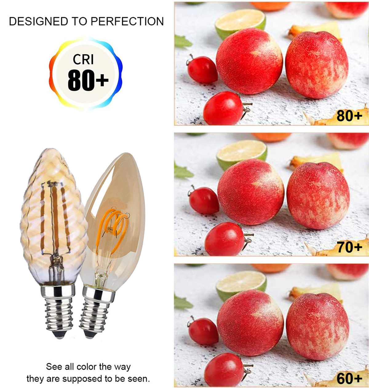 B22 E12 E14 E26 E27 Base Vintage Edison Candle Bulb Clear Amber C35 Dimmable Led Filament Bulb