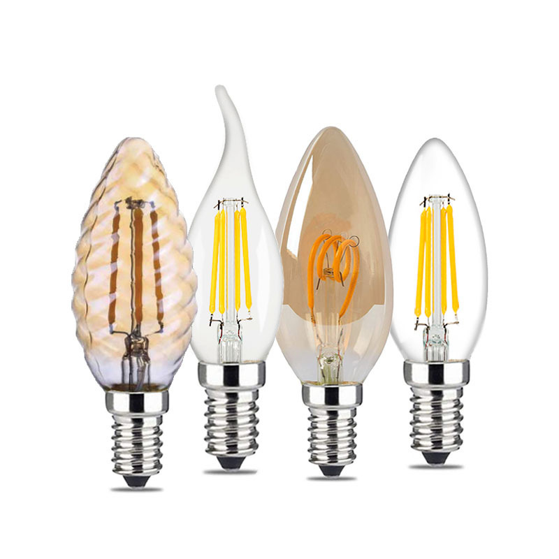 B22 E12 E14 E26 E27 Base Vintage Edison Candle Bulb Clear Amber C35 Dimmable Led Filament Bulb