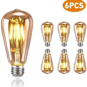 ST64 LED Edison Light Bulb E26 E27 Base 4w 6w 8w industrial decorate bulb vintage led filament light bulb