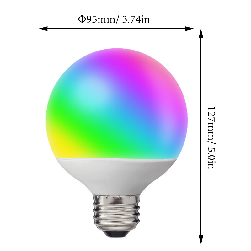 Vintage Edison Dimmable RGB Wifi Smart home lamp 8W E26 E27 Base Lighting sensor G95 Led Light Bulb