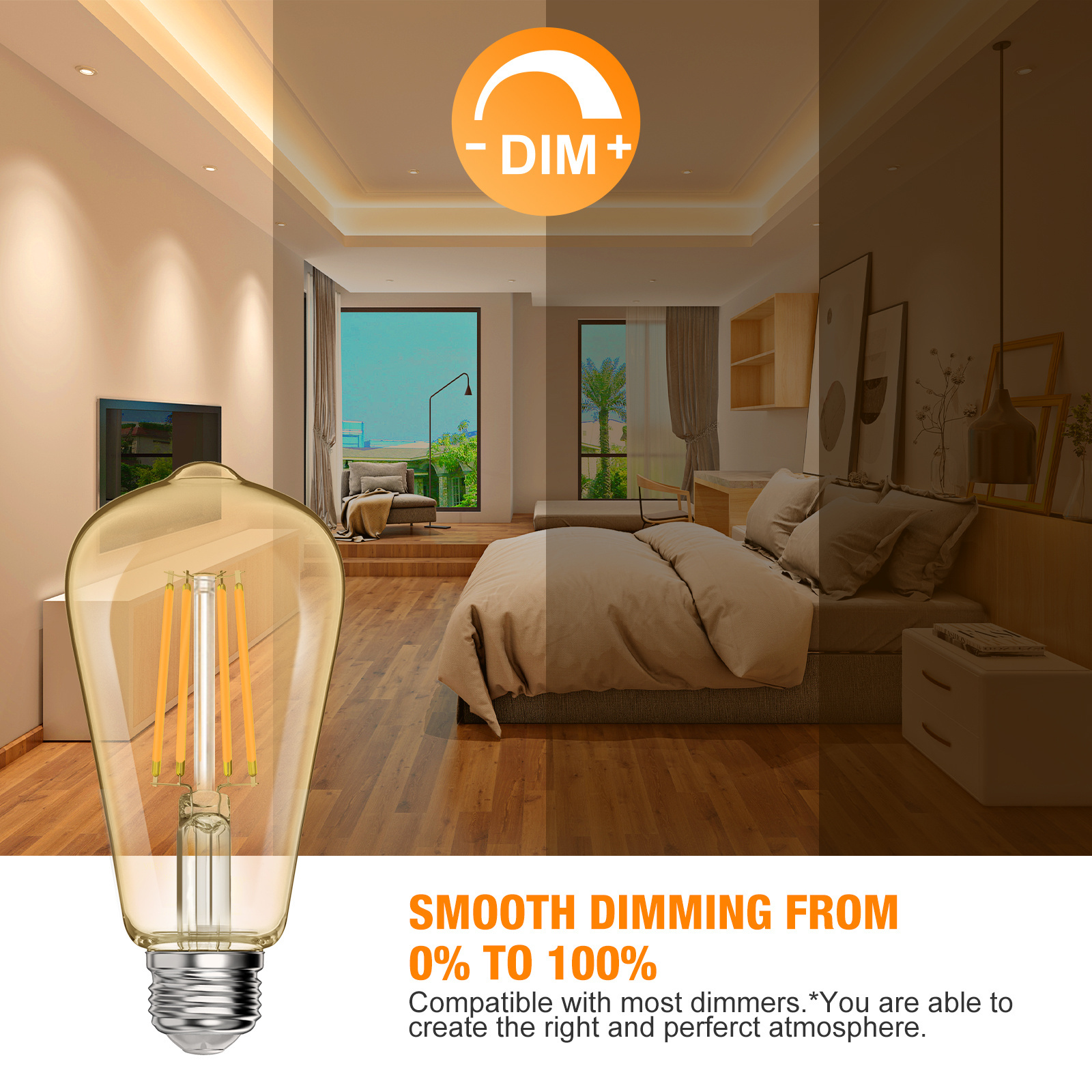 Energy Saving 4W Dimmable ST58 ST19 Vintage Edison Amber Led Light Bulbs Clear Led Filament Bulb