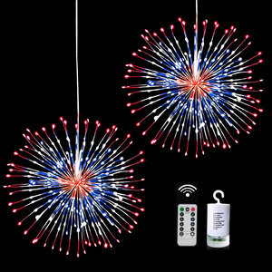 IP65 Outdoor Remote Control Battery Power 8 Modes RGB Dimmable Hanging Christmas Firework Smart String Lights