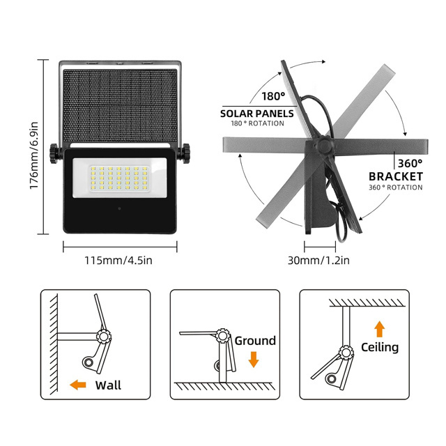 LED Solar Garden Lights Flood Lights Super Bright  Motion Sensor IP65 Waterproof Adjustable Dusk to Dawn Outdoor Garden Patio Ya