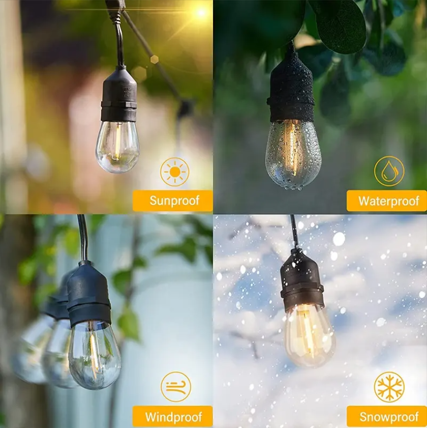 Hot selling courtyard garden bistro string lights outdoor light chain bulbs LED decorative retro series lights