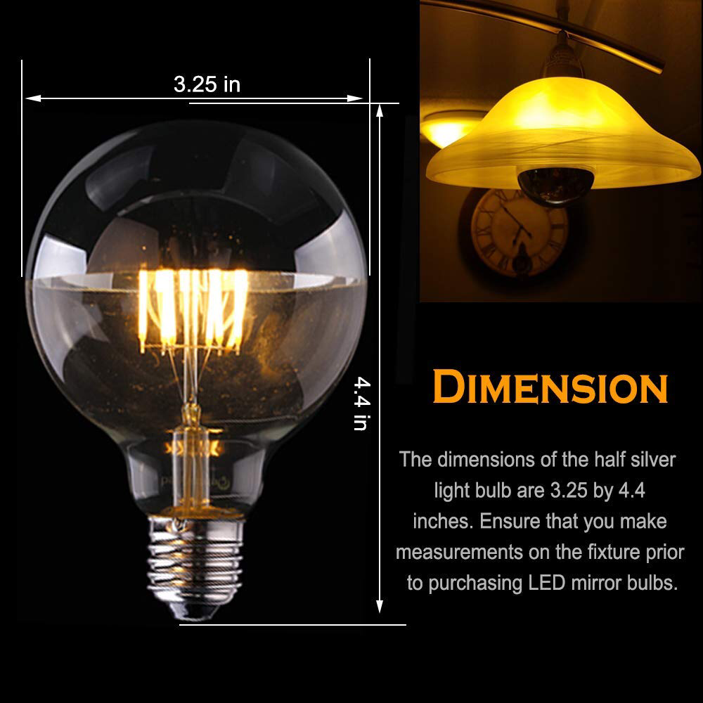 Half chrome G80 led globe bulb  6w sliver top filament lamp