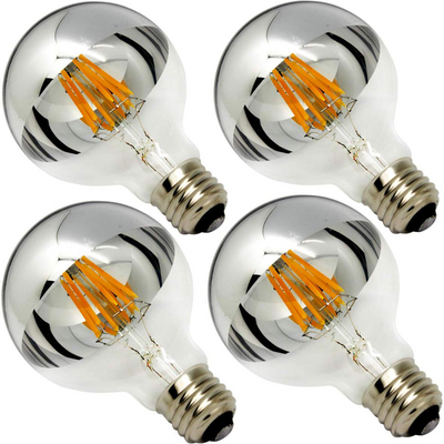 Half chrome G80 led globe bulb  6w sliver top filament lamp