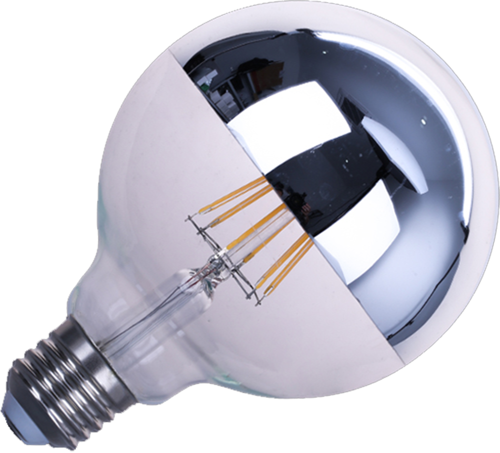 Half chrome G80 led globe bulb  6w sliver top filament lamp