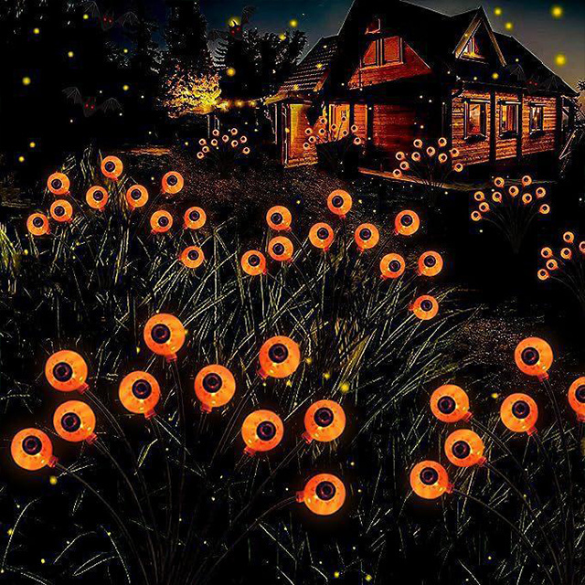 Holiday Decorations Outdoor Solar Scary Eyeball Lights 8LED Green Eyeball Swaying Firefly Lights Waterproof Solar Halloween P