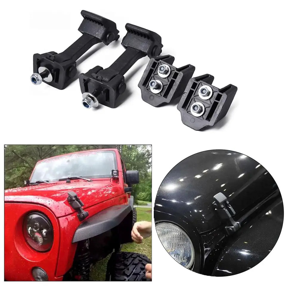 Left Right Both Side Safety Latch Locking Hood Catch Kit for 2007-2018 Jeep Wrangler JK